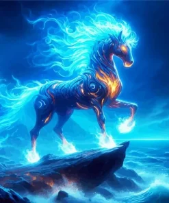 Blue Fire Horse Diamond Painting