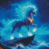 Blue Fire Horse Diamond Painting