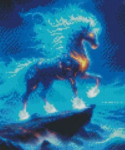 Blue Fire Horse Diamond Painting