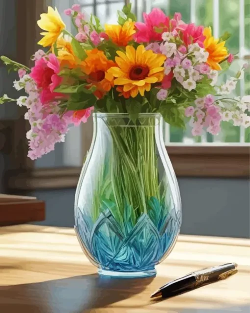 Blue Glass Vase Diamond Painting