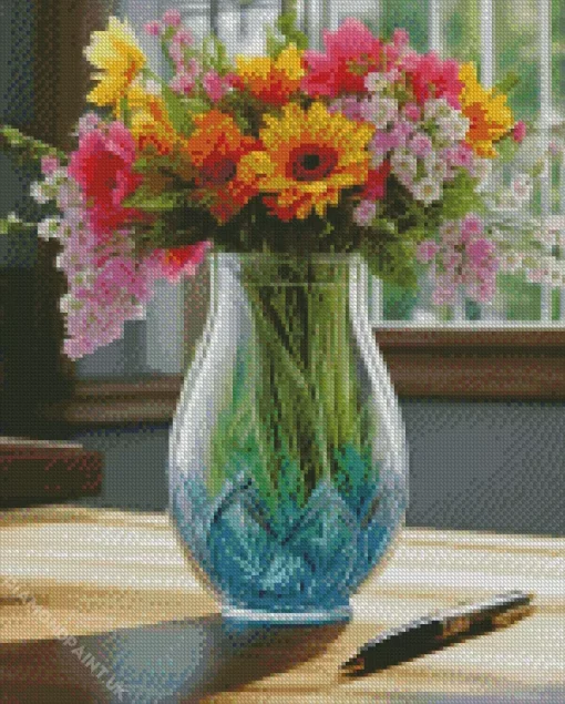 Blue Glass Vase Diamond Painting