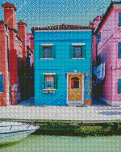 Blue House Burano Diamond Painting