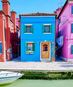 Blue House Burano Diamond Painting