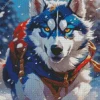 Blue Husky Diamond Painting