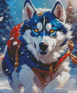 Blue Husky Diamond Painting