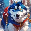 Blue Husky Diamond Painting