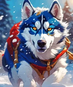 Blue Husky Diamond Painting