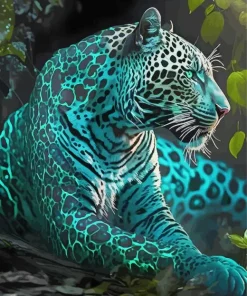 Blue Jaguar Animal Diamond Painting