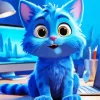 Cartoon Baby Blue Cat Diamond Painting