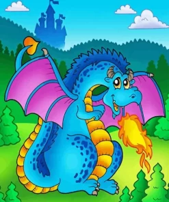 Cartoon Blue Dragon Diamond Painting