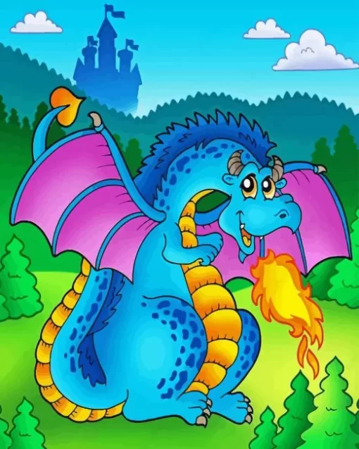 Cartoon Blue Dragon Diamond Painting