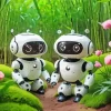 Cute Robots In A Flower Garden Diamond Painting