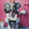 Elephant Sitting On The Toilet Diamond Painting