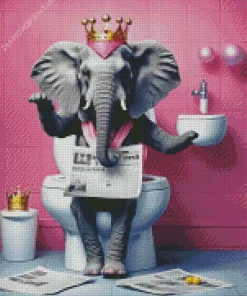 Elephant Sitting On The Toilet Diamond Painting