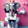 Elephant Sitting On The Toilet Diamond Painting