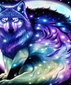 Galaxy Blue And Purple Wolf Diamond Painting