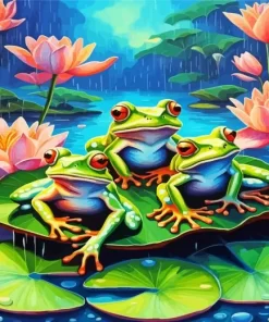 Green Frog Family Diamond Painting