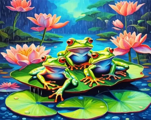 Green Frog Family Diamond Painting