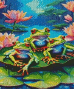 Green Frog Family Diamond Painting