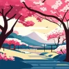 Illustration Blossom Landscape Diamond Painting