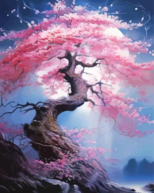 Moonlight Blossom Tree Art Diamond Painting