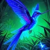 Neon Blue Hummingbird Diamond Painting