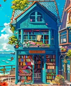 Seaside Book Shop Diamond Painting