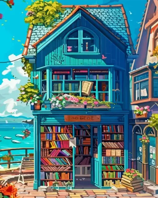 Seaside Book Shop Diamond Painting