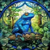 Stained Glass Blue Frog Diamond Painting