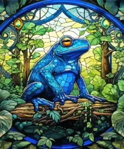 Stained Glass Blue Frog Diamond Painting