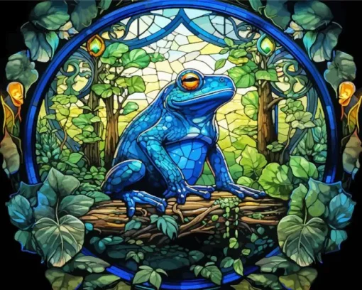 Stained Glass Blue Frog Diamond Painting