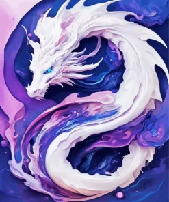 White Chinese Dragon Diamond Painting