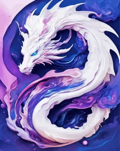 White Chinese Dragon Diamond Painting