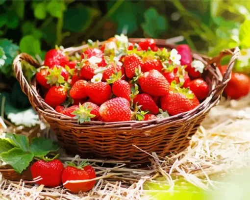 Basket Of Strawberries Diamond Painting