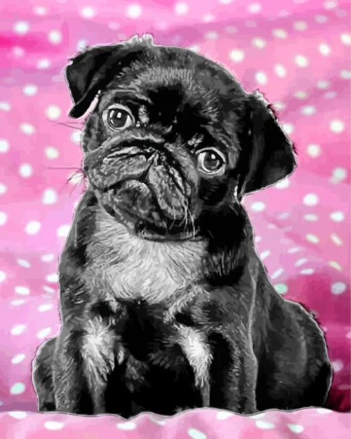 Black Pug Puppy Diamond Painting