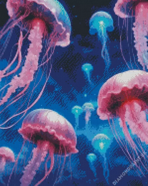 Blue And Pink Jellyfish Diamond Painting