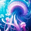 Blue And Pink Jellyfish Underwater Diamond Painting