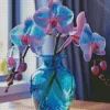 Blue And Pink Orchid In Glass Vase Diamond Painting