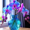 Blue And Pink Orchid In Glass Vase Diamond Painting