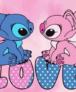 Blue And Pink Stitch Couple Diamond Painting