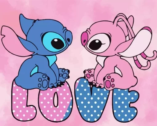 Blue And Pink Stitch Couple Diamond Painting