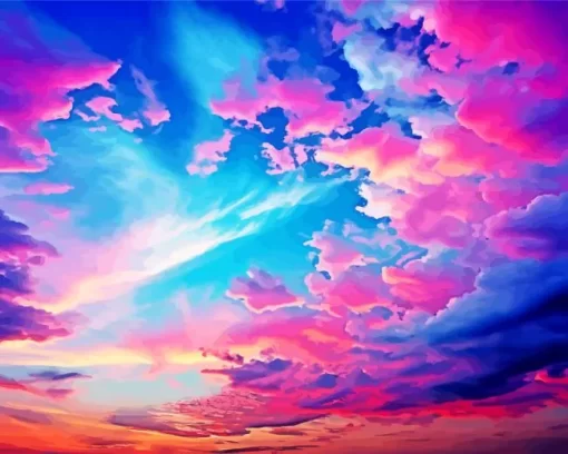 Blue And Pink Sunset Diamond Painting