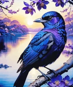 Blue And Purple Bird Diamond Painting