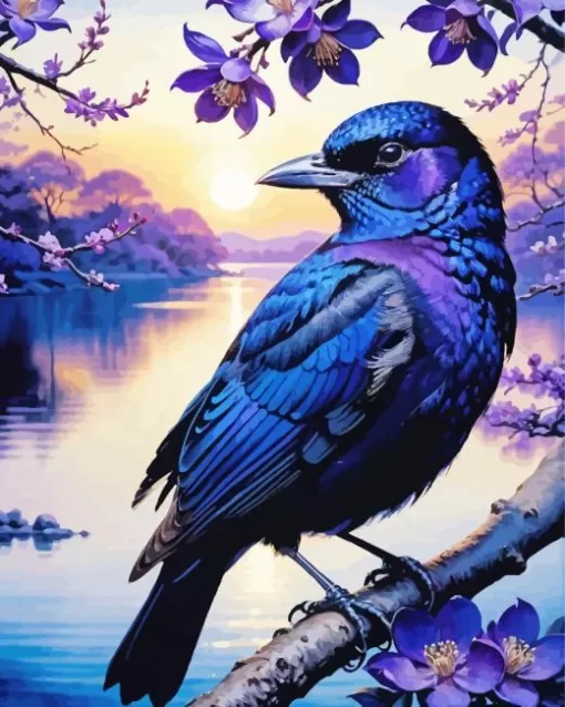 Blue And Purple Bird Diamond Painting