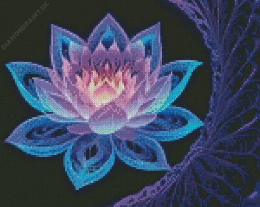 Blue And Purple Lotus Flower Diamond Painting