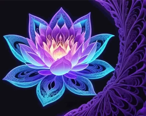 Blue And Purple Lotus Flower Diamond Painting v