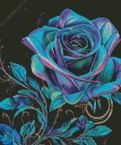 Blue And Purple Rose Diamond Painting