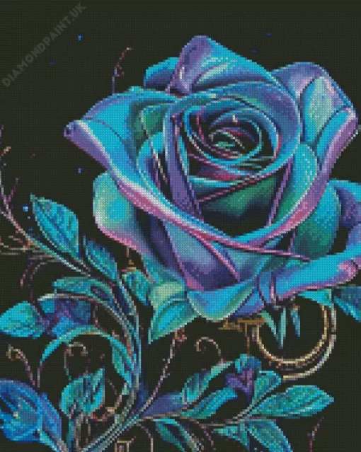 Blue And Purple Rose Diamond Painting