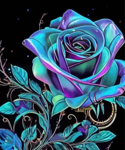 Blue And Purple Rose Diamond Painting