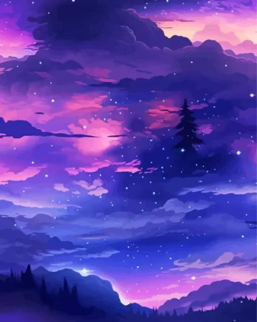 Blue And Purple Sky Diamond Painting